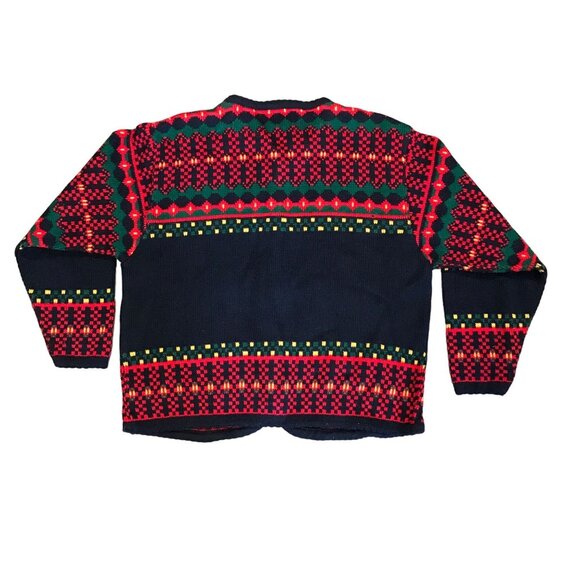 Vtg Tally-Ho Scotty Terrier Dog Cardigan Sweater Button Front Red Black Medium - Picture 11 of 12